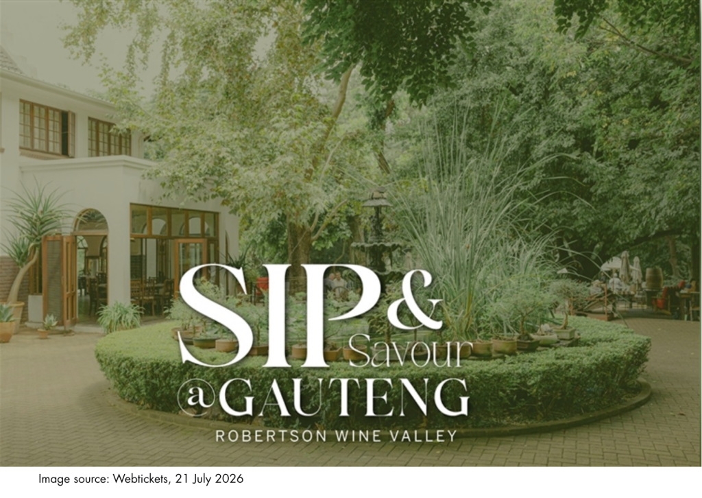 SIP & SAVOUR @ GAUTENG

29 August 2026, Kleinkaap Boutique Hotel