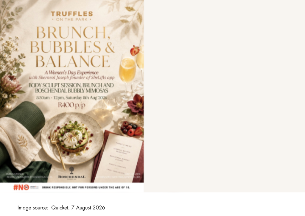 Brunch, Bubbles & Balance

8 August 2026, Truffles on the Park