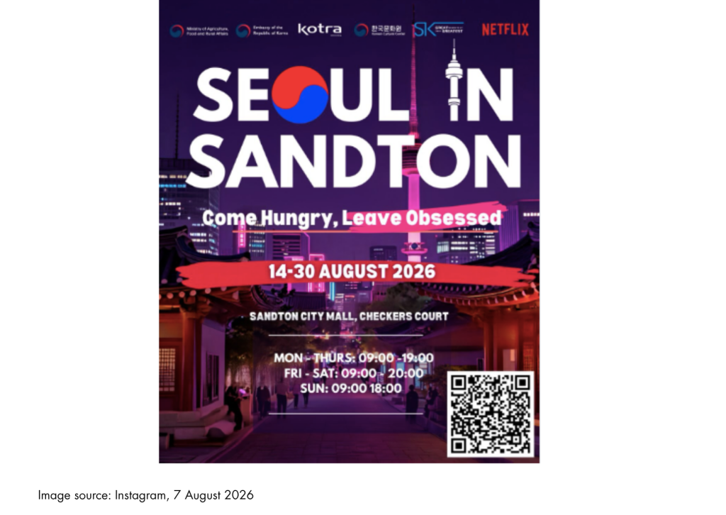 Seoul in Sandton 

FREE ENTRY, 14 - 30 August 2026, Sandton City